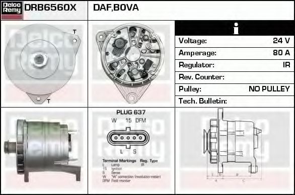 DRB6560X DELCO REMY Lichtmaschine DAF 85