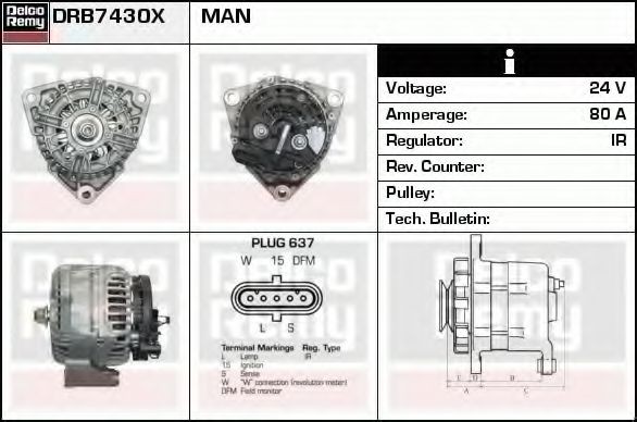 DRB7430X DELCO REMY Lichtmaschine für MAZ-MAN online bestellen