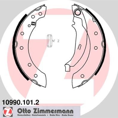 10990.101.2 ZIMMERMANN Drum brake pads PEUGEOT 203 x 38 mm, with lever, Photo corresponds to scope of supply