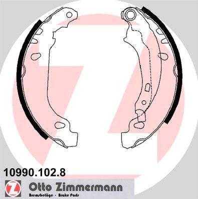 Original ZIMMERMANN Drum brake pads 10990.102.8 for PEUGEOT 206