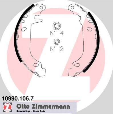 10990.106.7 ZIMMERMANN Drum brake pads PEUGEOT 180 x 32 mm, Photo corresponds to scope of supply