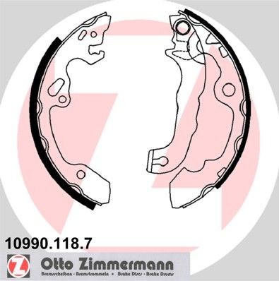 ZIMMERMANN 10990.118.7 Brake Shoe Set 203 x 39 mm, with lever, Photo corresponds to scope of supply