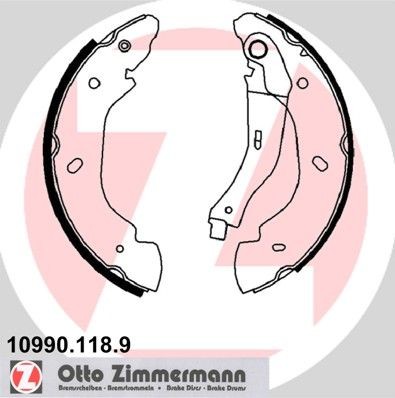 Original ZIMMERMANN Brake shoe set 10990.118.9 for FORD FOCUS