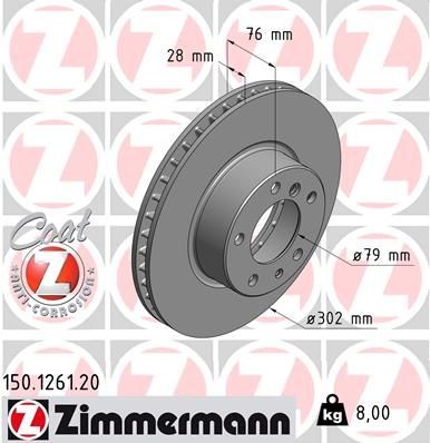 ZIMMERMANN COAT Z 150.1261.20 Brake disc 3411 6 756 090