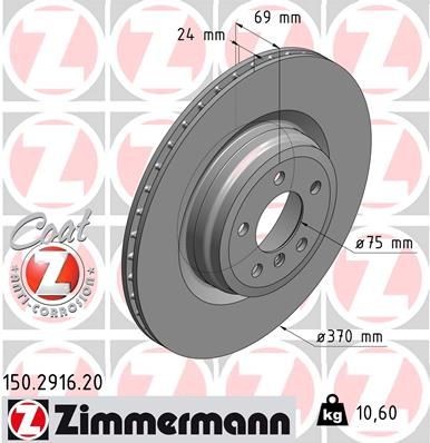 ZIMMERMANN 150.2916.20 Bremseskiver 370x24mm, 6/5, 5x120, innvendig ventilert, belagt, høy-karbon BMW av original kvalitet