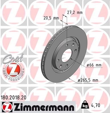 ZIMMERMANN COAT Z 180.2018.20 Brake disc E1690.02