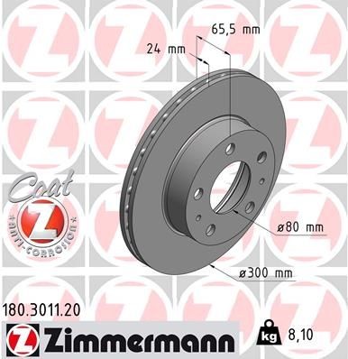ZIMMERMANN COAT Z 180.3011.20 Brake disc 4249.G5