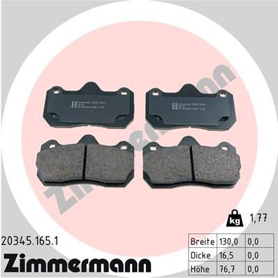 Original 20345.165.1 ZIMMERMANN Disc brake pads RENAULT
