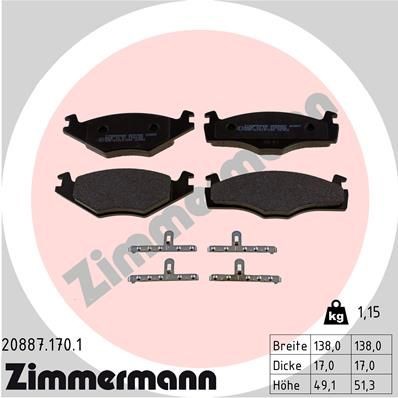 ZIMMERMANN Disc brake pads rear and front VW Polo Classic (86C, 80) new 20887.170.1