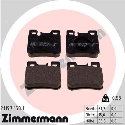 ZIMMERMANN 21197.150.1 Brake pad set prepared for wear indicator, Photo corresponds to scope of supply