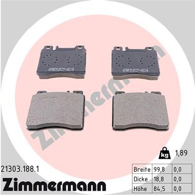 ZIMMERMANN 21303.188.1 Brake pad set prepared for wear indicator, Photo corresponds to scope of supply