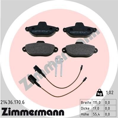 ZIMMERMANN 21436.170.6 Brake pad set incl. wear warning contact, Photo corresponds to scope of supply