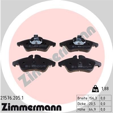 Mercedes VITO Disk pads 7788850 ZIMMERMANN 21576.205.1 online buy