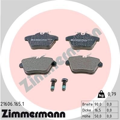 ZIMMERMANN 21606.165.1 Brake pad set with bolts/screws, Photo corresponds to scope of supply