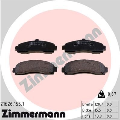 ZIMMERMANN 21626.155.1 Brake pad set Photo corresponds to scope of supply
