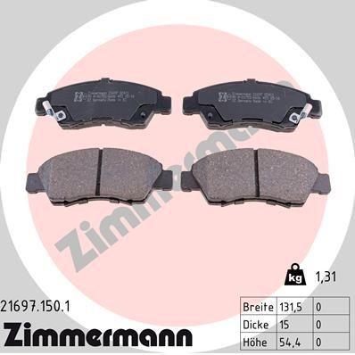 ZIMMERMANN 21697.150.1 Brake pad set with acoustic wear warning, Photo corresponds to scope of supply