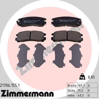 21706 ZIMMERMANN with acoustic wear warning, Photo corresponds to scope of supply Height: 40mm, Width: 108mm, Thickness: 16mm Brake pads 21706.155.1 buy