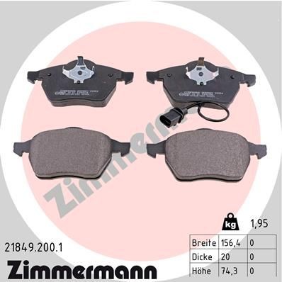 ZIMMERMANN 21849.200.1 Brake pad set incl. wear warning contact, Photo corresponds to scope of supply