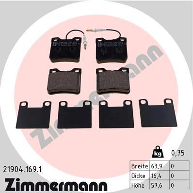 ZIMMERMANN 21904.169.1 Brake pad set incl. wear warning contact, Photo corresponds to scope of supply