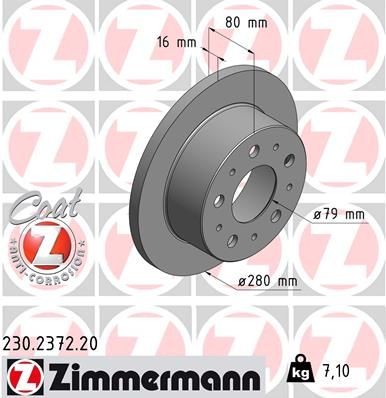 Original 230.2372.20 ZIMMERMANN Brake discs and rotors FIAT