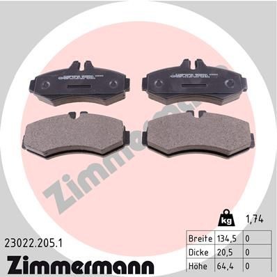 Original ZIMMERMANN 23022 Brake pad kit 23022.205.1 for MERCEDES-BENZ VITO