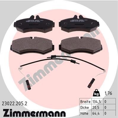 Original ZIMMERMANN 23022 Disc brake pads 23022.205.2 for MERCEDES-BENZ VITO
