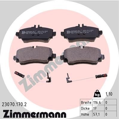 ZIMMERMANN 23070.170.2 Brake pad set incl. wear warning contact, Photo corresponds to scope of supply