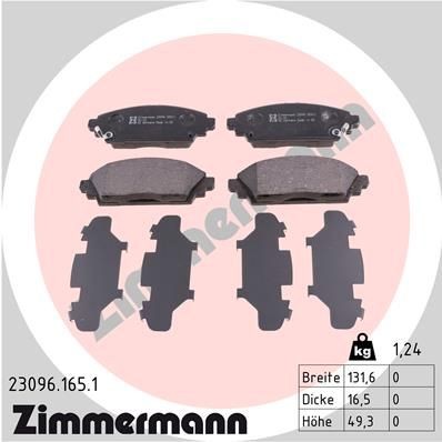 Αγοράστε 23096 ZIMMERMANN με ηχητική προειδοποίηση φθοράς, Η φωτογραφία αντιστοιχεί στο σύνολο στοιχείων παράδοσης Ύψος: 49mm, Πλάτος: 132mm, Πάχος: 16mm Σετ τακάκια, δισκόφρενα 23096.165.1 Σε χαμηλή τιμή