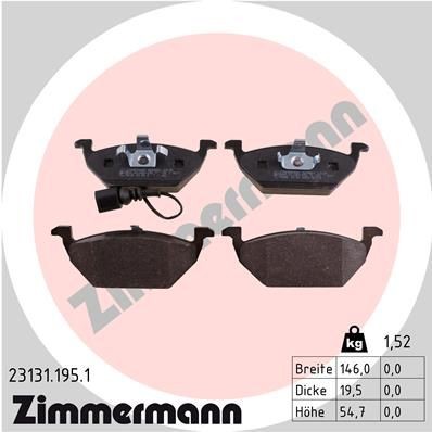 23131.195.1 ZIMMERMANN Brake pad set DAIHATSU incl. wear warning contact, Photo corresponds to scope of supply