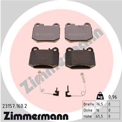 ZIMMERMANN 23157.160.2 Brake pad set incl. wear warning contact, Photo corresponds to scope of supply