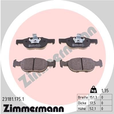 Original ZIMMERMANN 21930 Brake pad kit 23181.175.1 for FIAT PUNTO