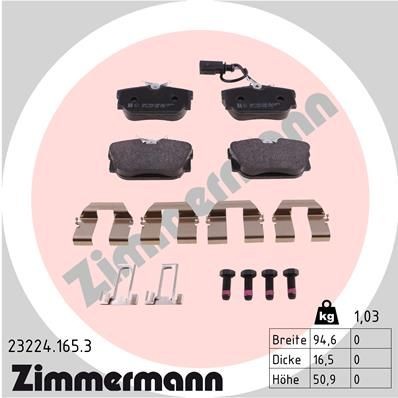 Original ZIMMERMANN 23224 Disc pads 23224.165.3 for VW TRANSPORTER