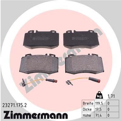 ZIMMERMANN 23271.175.2 Brake pad set incl. wear warning contact, Photo corresponds to scope of supply