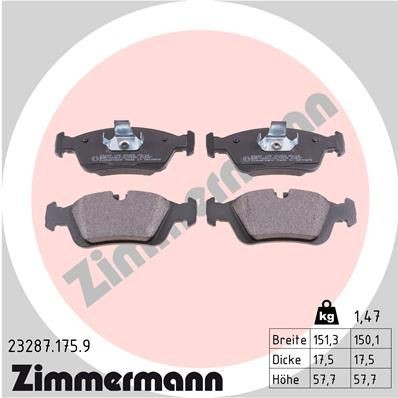 ZIMMERMANN 23287.175.9 Brake pad set prepared for wear indicator, Photo corresponds to scope of supply