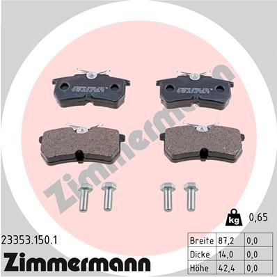 ZIMMERMANN Brake pad set 23353.150.1 Ford FOCUS 1999