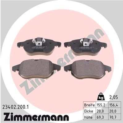 ZIMMERMANN 23402.200.1 Brake pads SAAB 95 Station Wagon 1960 in original quality