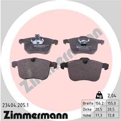 ZIMMERMANN 23404.205.1 Brake pad set prepared for wear indicator, Photo corresponds to scope of supply