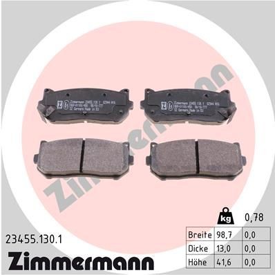 ZIMMERMANN 23455.130.1 Brake pad set with acoustic wear warning, Photo corresponds to scope of supply