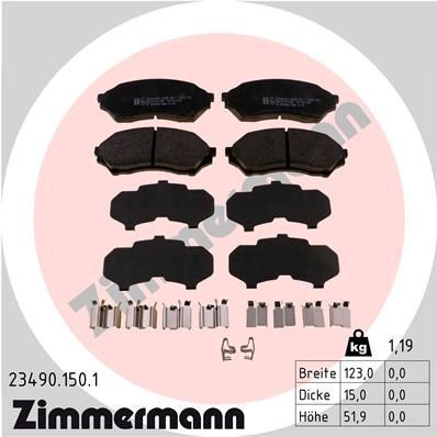 ZIMMERMANN 23490.150.1 Brake pad set with acoustic wear warning, Photo corresponds to scope of supply, with spring