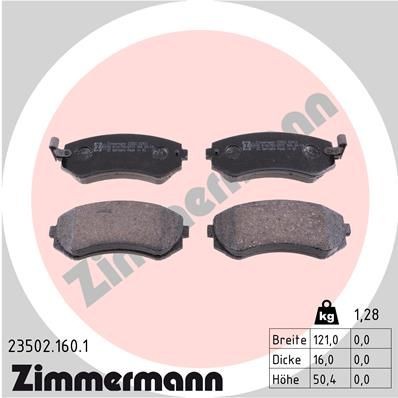 23502 ZIMMERMANN with acoustic wear warning, Photo corresponds to scope of supply Height: 50mm, Width: 121mm, Thickness: 16mm Brake pads 23502.160.1 buy