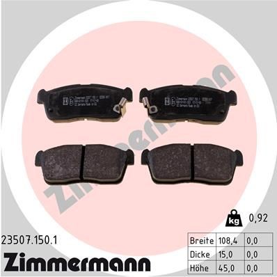 ZIMMERMANN 23507.150.1 Brake pad set DAIHATSU experience and price