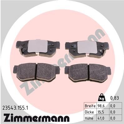 ZIMMERMANN 23543.155.1 Brake pad set with acoustic wear warning, Photo corresponds to scope of supply