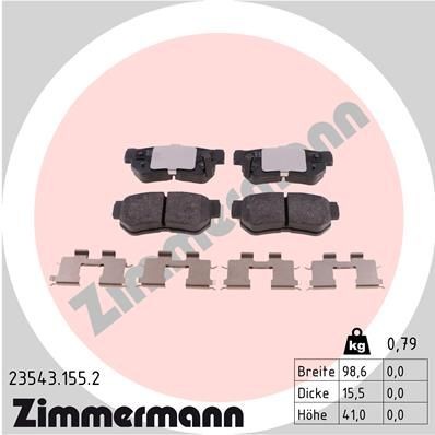 ZIMMERMANN 23543.155.2 Brake pad set with acoustic wear warning, Photo corresponds to scope of supply, with spring