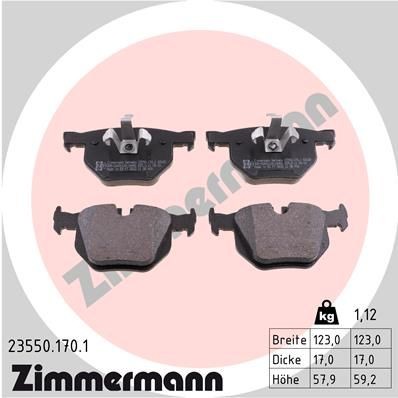 23550.170.1 Set of brake pads 23550.170.1 ZIMMERMANN prepared for wear indicator, Photo corresponds to scope of supply
