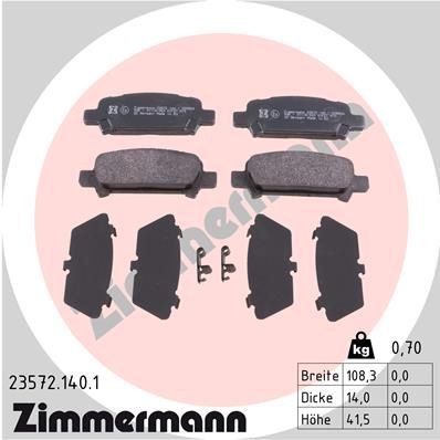 ZIMMERMANN 23572.140.1 Brake pad set with acoustic wear warning, Photo corresponds to scope of supply