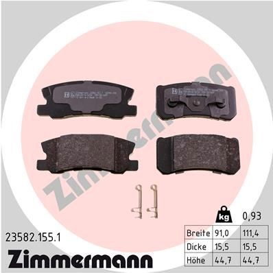 23582.155.1 ZIMMERMANN Brake pad set PEUGEOT with acoustic wear warning, Photo corresponds to scope of supply