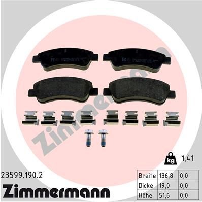 ZIMMERMANN 23599.190.2 Brake pad set with bolts/screws, Photo corresponds to scope of supply, with spring