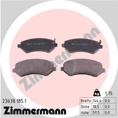 ZIMMERMANN 23638.185.1 Brake pad set Photo corresponds to scope of supply
