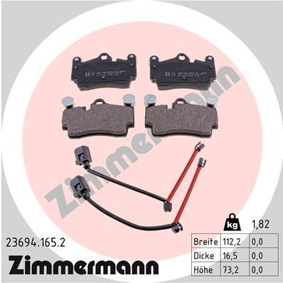 ZIMMERMANN 23694.165.2 Brake pad set incl. wear warning contact, Photo corresponds to scope of supply