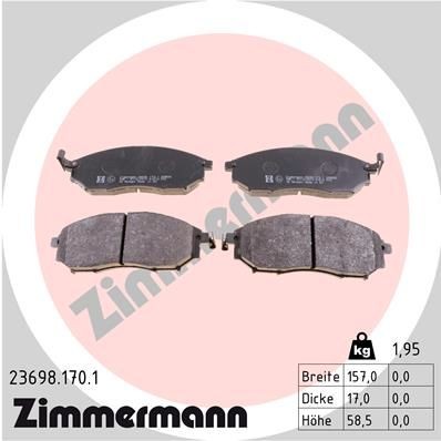 Αγοράστε 23698 ZIMMERMANN με ηχητική προειδοποίηση φθοράς, Η φωτογραφία αντιστοιχεί στο σύνολο στοιχείων παράδοσης Ύψος: 58mm, Πλάτος: 157mm, Πάχος: 17mm Σετ τακάκια, δισκόφρενα 23698.170.1 Σε χαμηλή τιμή
